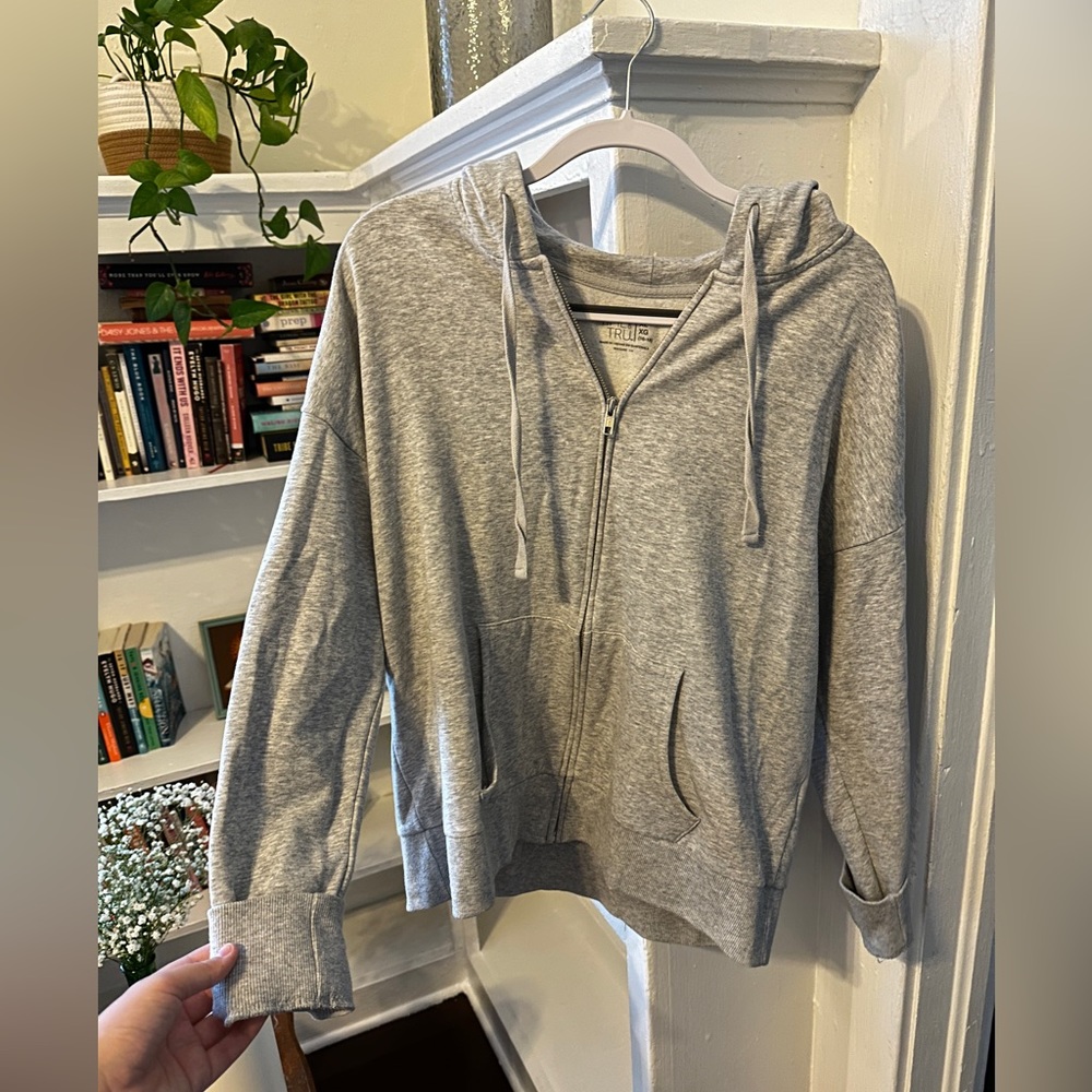 Gray oversized zip up hoodie